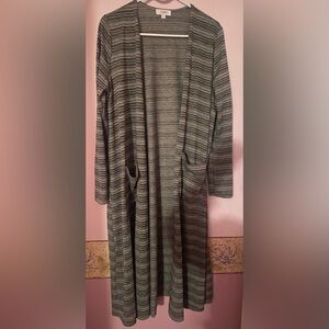 Lularoe duster cardigan, black and grey, size large, GUC